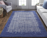 Homeroots 4' X 6' Blue And Ivory Wool Plaid Tufted Handmade Stain Resistant Area Rug Blue,Ivory Wool 514358