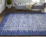 Homeroots 4' X 6' Blue And Ivory Wool Plaid Tufted Handmade Stain Resistant Area Rug Blue,Ivory Wool 514358