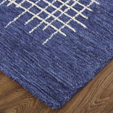 Homeroots 4' X 6' Blue And Ivory Wool Plaid Tufted Handmade Stain Resistant Area Rug Blue,Ivory Wool 514358