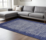 Homeroots 8' X 10' Blue And Ivory Wool Plaid Hand Tufted Area Rug Blue,Ivory Wool 514360