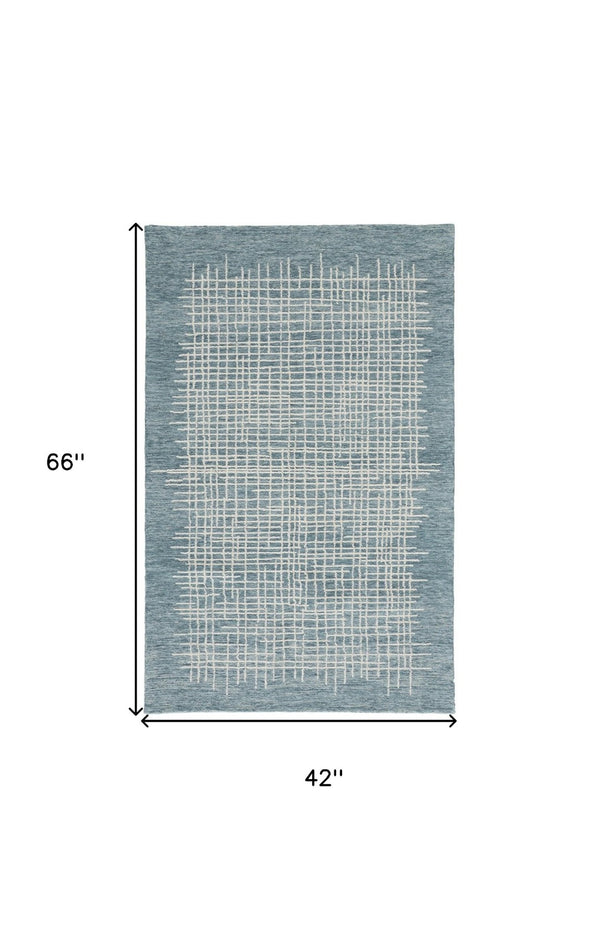 HomeRoots 4' Handmade Tufted Wool Area Rug in Tan and Brown Plaid – Stain-Resistant for Homes with Kids & Pets 4' X 6' 514365