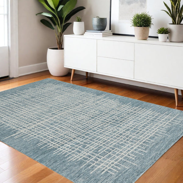 HomeRoots 4' Handmade Tufted Wool Area Rug in Tan and Brown Plaid – Stain-Resistant for Homes with Kids & Pets 4' X 6' 514365