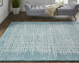 Homeroots 4' X 6' Blue And Ivory Wool Plaid Tufted Handmade Stain Resistant Area Rug Blue,Ivory Wool 514365