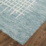 Homeroots 4' X 6' Blue And Ivory Wool Plaid Tufted Handmade Stain Resistant Area Rug Blue,Ivory Wool 514365