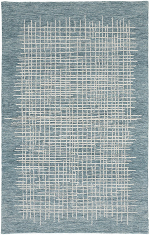 Homeroots 8' X 10' Blue And Ivory Wool Plaid Tufted Handmade Stain Resistant Area Rug Blue,Ivory Wool 514367