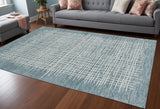 Homeroots 8' X 10' Blue And Ivory Wool Plaid Tufted Handmade Stain Resistant Area Rug Blue,Ivory Wool 514367