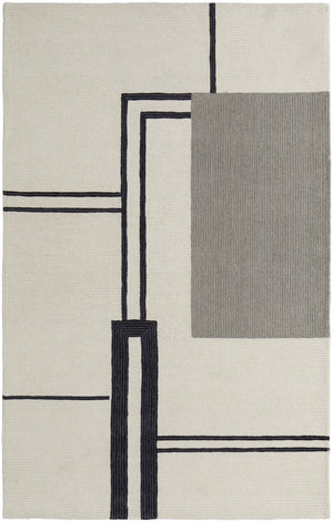 HomeRoots 4' Soft Gray and Ivory Wool Area Rug with Abstract Geometric Design for Modern Living Spaces 4' X 6' 514372