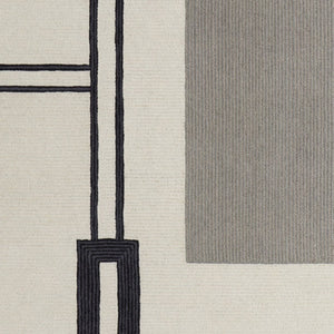 HomeRoots 4' Soft Gray and Ivory Wool Area Rug with Abstract Geometric Design for Modern Living Spaces 4' X 6' 514372
