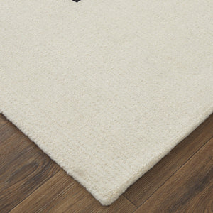 HomeRoots 4' Soft Gray and Ivory Wool Area Rug with Abstract Geometric Design for Modern Living Spaces 5' X 8' 514373