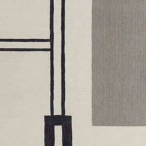HomeRoots 4' Soft Gray and Ivory Wool Area Rug with Abstract Geometric Design for Modern Living Spaces 5' X 8' 514373