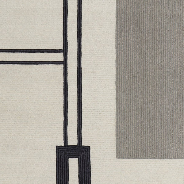 HomeRoots 4' Soft Gray and Ivory Wool Area Rug with Abstract Geometric Design for Modern Living Spaces 5' X 8' 514373