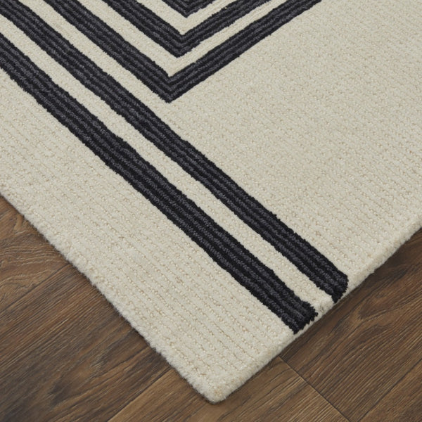 HomeRoots 4' Gray and Black Abstract Geometric Wool Area Rug – Hand-Tufted Artisan Design for Modern Spaces 5' X 8' 514380