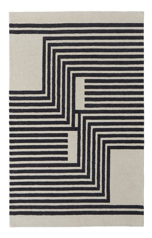 HomeRoots 4' Gray and Black Abstract Geometric Wool Area Rug – Hand-Tufted Artisan Design for Modern Spaces 10' X 14' 514383