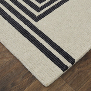 HomeRoots 4' Gray and Black Abstract Geometric Wool Area Rug – Hand-Tufted Artisan Design for Modern Spaces 10' X 14' 514383