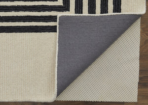 HomeRoots 4' Gray and Black Abstract Geometric Wool Area Rug – Hand-Tufted Artisan Design for Modern Spaces 12' x 15' 514384