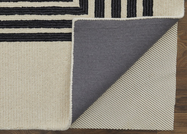 HomeRoots 4' Gray and Black Abstract Geometric Wool Area Rug – Hand-Tufted Artisan Design for Modern Spaces 12' x 15' 514384