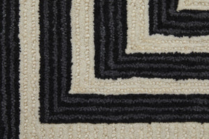 HomeRoots 4' Gray and Black Abstract Geometric Wool Area Rug – Hand-Tufted Artisan Design for Modern Spaces 12' x 15' 514384