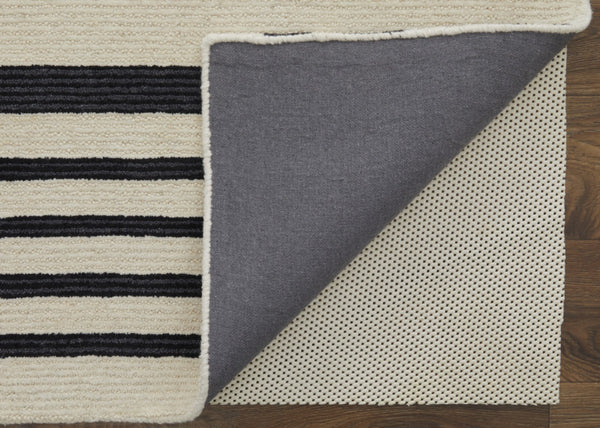 HomeRoots 4' Luxurious Ivory and Black Hand-Tufted Wool Abstract Area Rug for Modern Home Décor Elegance 5' X 8' 514387