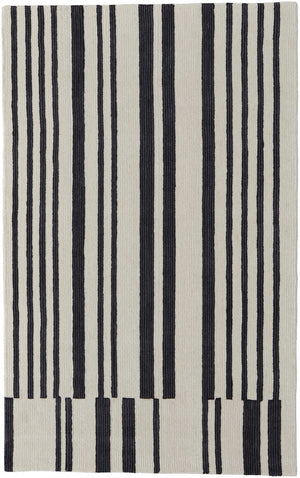 HomeRoots 4' Luxurious Ivory and Black Hand-Tufted Wool Abstract Area Rug for Modern Home Décor Elegance 8' X 10' 514388