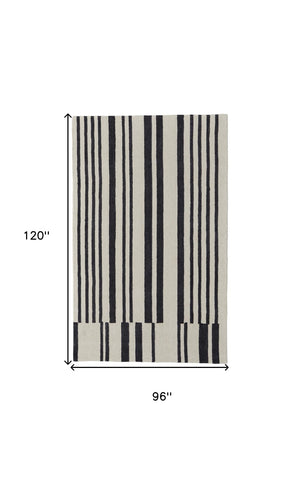 HomeRoots 4' Luxurious Ivory and Black Hand-Tufted Wool Abstract Area Rug for Modern Home Décor Elegance 8' X 10' 514388