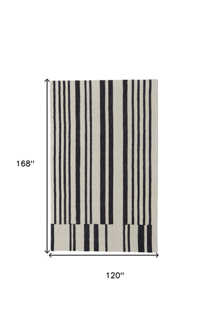 HomeRoots 4' Luxurious Ivory and Black Hand-Tufted Wool Abstract Area Rug for Modern Home Décor Elegance 10' X 14' 514390
