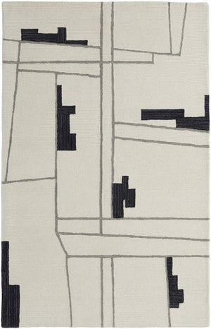 Homeroots 4' X 6' Gray And Ivory Wool Abstract Hand Tufted Area Rug  Wool 514393