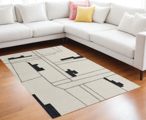 Homeroots 9' X 12' Gray And Ivory Wool Abstract Hand Tufted Area Rug  Wool 514396