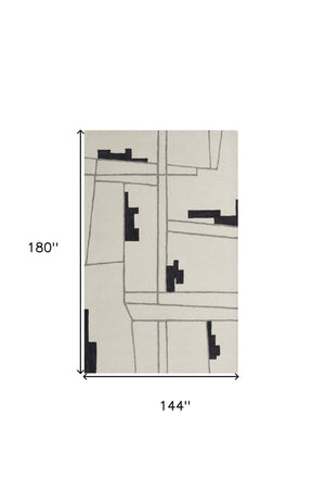 Homeroots 12' X 15' Gray And Ivory Wool Abstract Hand Tufted Area Rug  Wool 514398