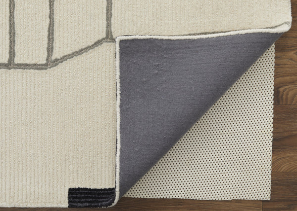 Homeroots 12' X 15' Gray And Ivory Wool Abstract Hand Tufted Area Rug  Wool 514398