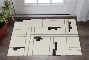 Homeroots 2' X 3' Gray And Ivory Wool Abstract Hand Tufted Area Rug  Wool 514399