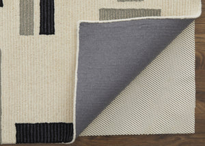 HomeRoots 4' Hand-Tufted Wool Area Rug in Ivory, Black & Gray – Modern Abstract Design for Elegant Spaces 5' X 8' 514401