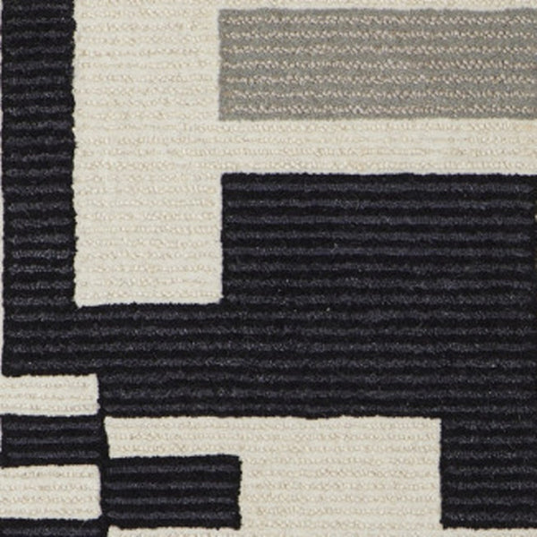 HomeRoots 4' Hand-Tufted Wool Area Rug in Ivory, Black & Gray – Modern Abstract Design for Elegant Spaces 9' X 12' 514403