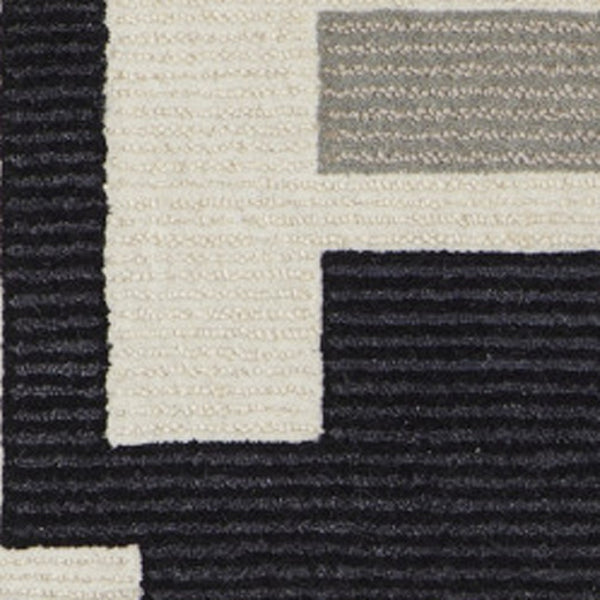 HomeRoots 4' Hand-Tufted Wool Area Rug in Ivory, Black & Gray – Modern Abstract Design for Elegant Spaces 9' X 12' 514403