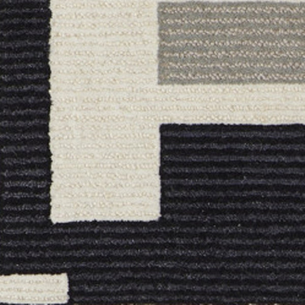 HomeRoots 4' Hand-Tufted Wool Area Rug in Ivory, Black & Gray – Modern Abstract Design for Elegant Spaces 12' X 15' 514405