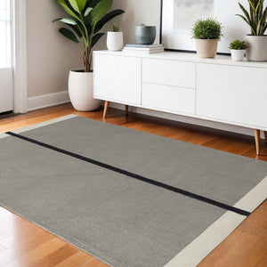 HomeRoots 4' Enhance Your Space with a Hand-Tufted Wool Abstract Geometric Area Rug in Black, Gray & Taupe 4' X 6' 514407