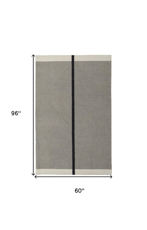 HomeRoots 4' Enhance Your Space with a Hand-Tufted Wool Abstract Geometric Area Rug in Black, Gray & Taupe 5' X 8' 514408