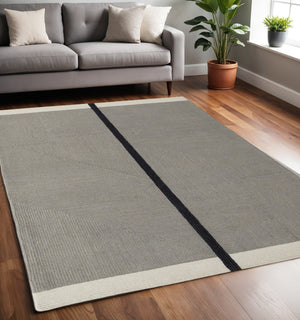 HomeRoots 4' Enhance Your Space with a Hand-Tufted Wool Abstract Geometric Area Rug in Black, Gray & Taupe 5' X 8' 514408