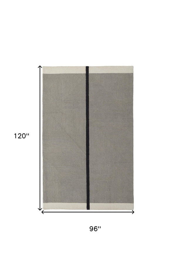 HomeRoots 4' Enhance Your Space with a Hand-Tufted Wool Abstract Geometric Area Rug in Black, Gray & Taupe 8' X 10' 514409