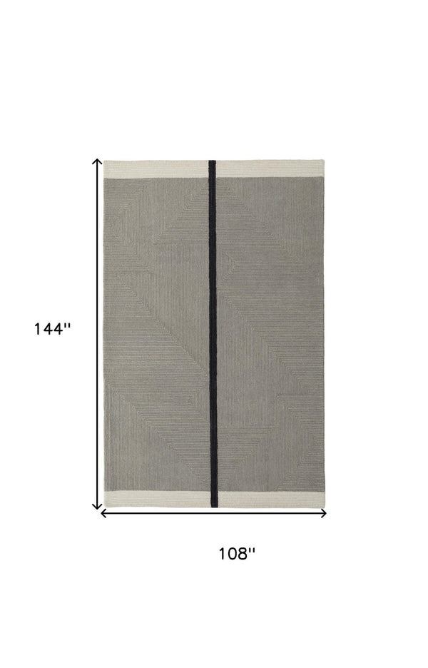 HomeRoots 4' Enhance Your Space with a Hand-Tufted Wool Abstract Geometric Area Rug in Black, Gray & Taupe 9' X 12' 514410