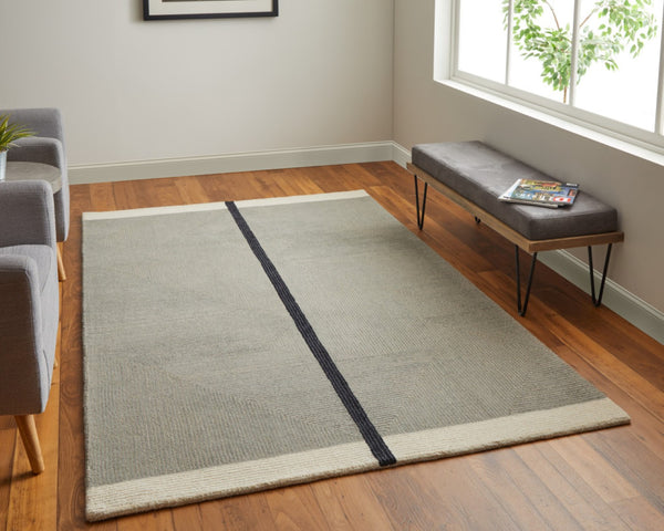 HomeRoots 4' Enhance Your Space with a Hand-Tufted Wool Abstract Geometric Area Rug in Black, Gray & Taupe 9' X 12' 514410