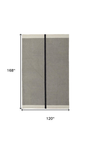 HomeRoots 4' Enhance Your Space with a Hand-Tufted Wool Abstract Geometric Area Rug in Black, Gray & Taupe 10' X 14' 514411