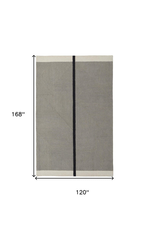 HomeRoots 4' Enhance Your Space with a Hand-Tufted Wool Abstract Geometric Area Rug in Black, Gray & Taupe 10' X 14' 514411