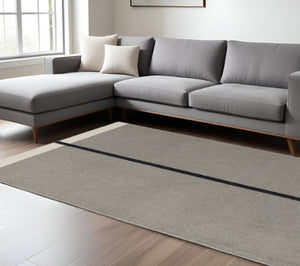 HomeRoots 4' Enhance Your Space with a Hand-Tufted Wool Abstract Geometric Area Rug in Black, Gray & Taupe 10' X 14' 514411