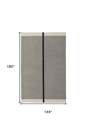HomeRoots 4' Enhance Your Space with a Hand-Tufted Wool Abstract Geometric Area Rug in Black, Gray & Taupe 12' X 15' 514412