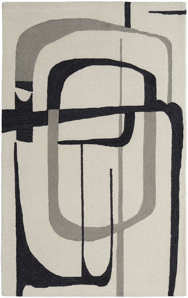 Homeroots 4' X 6' Gray And Ivory Wool Abstract Hand Tufted Area Rug  Wool 514414