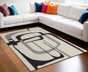 Homeroots 8' X 10' Gray And Ivory Wool Abstract Hand Tufted Area Rug  Wool 514416