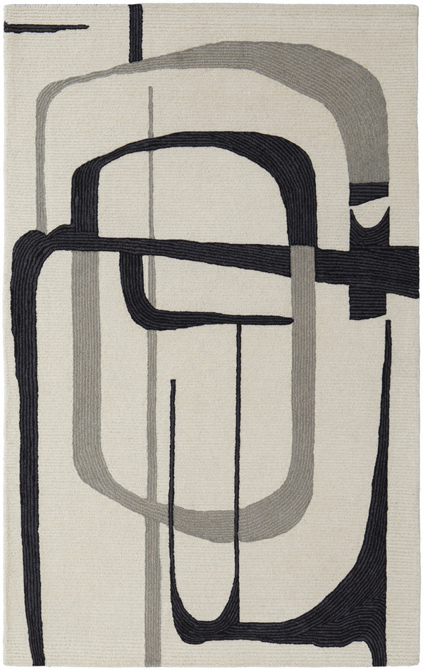 Homeroots 9' X 12' Gray And Ivory Wool Abstract Hand Tufted Area Rug  Wool 514417