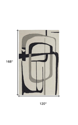 Homeroots 10' X 14' Gray And Ivory Wool Abstract Hand Tufted Area Rug  Wool 514418