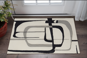 Homeroots 2' X 3' Gray And Ivory Wool Abstract Hand Tufted Area Rug  Wool 514420