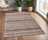 Homeroots 4' X 6' Tan And Ivory Abstract Hand Woven Area Rug Tan,Ivory,Pink Viscose 514421